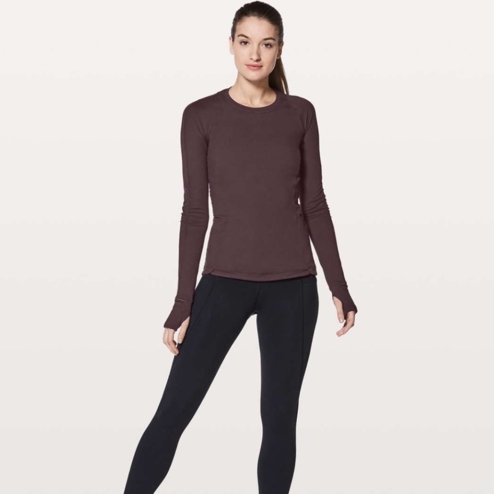 Lululemon Runderful Long Sleeve Shirt Size 8 Black Cherry
